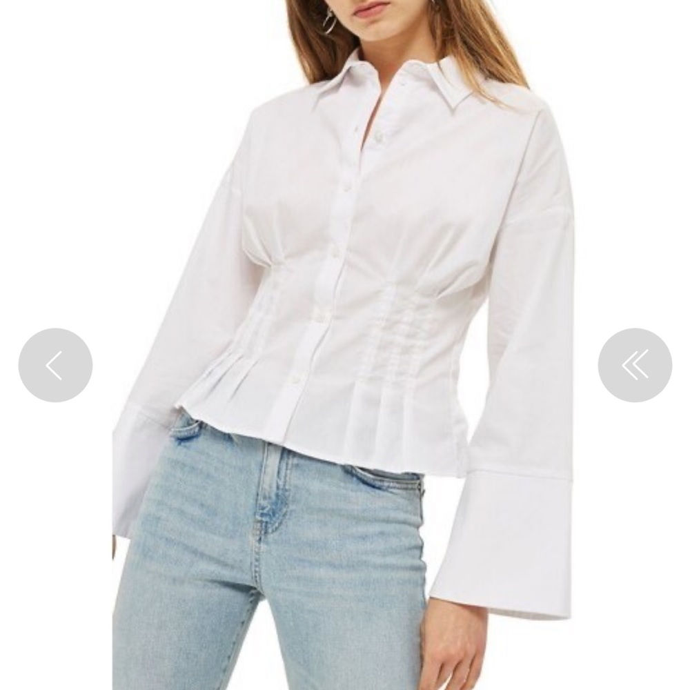TOPSHOP Bell sleeve Ruffle Blouse